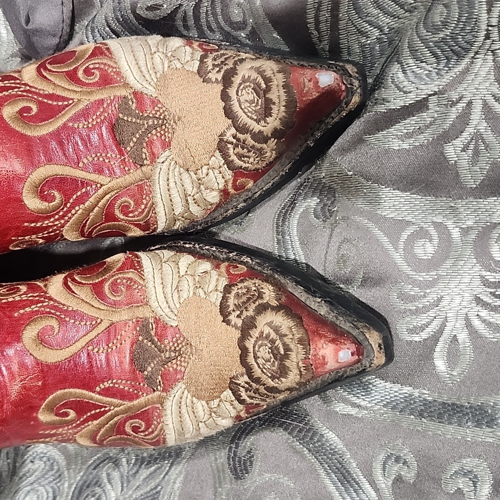 Old Gringo Red Heart With Wings Embroidered Cowboy Or Cowgirl Boots Size 6.5 - Picture 9 of 10
